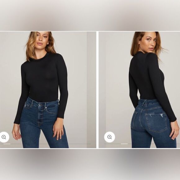 Good American  GOOD FORM CREWNECK BODY black Size 2 NWOT - Picture 1 of 9